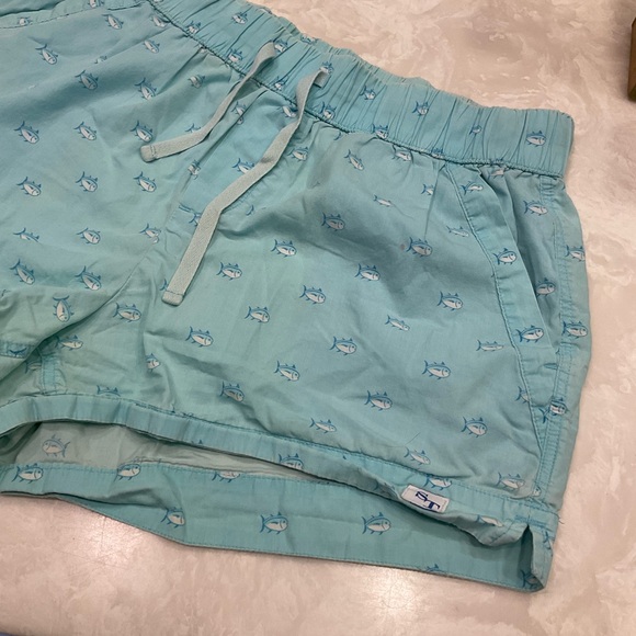 Southern Tide Cotton Shorts (2), sea green, navy plaid, drawstrings pockets Sz S - Picture 8 of 16
